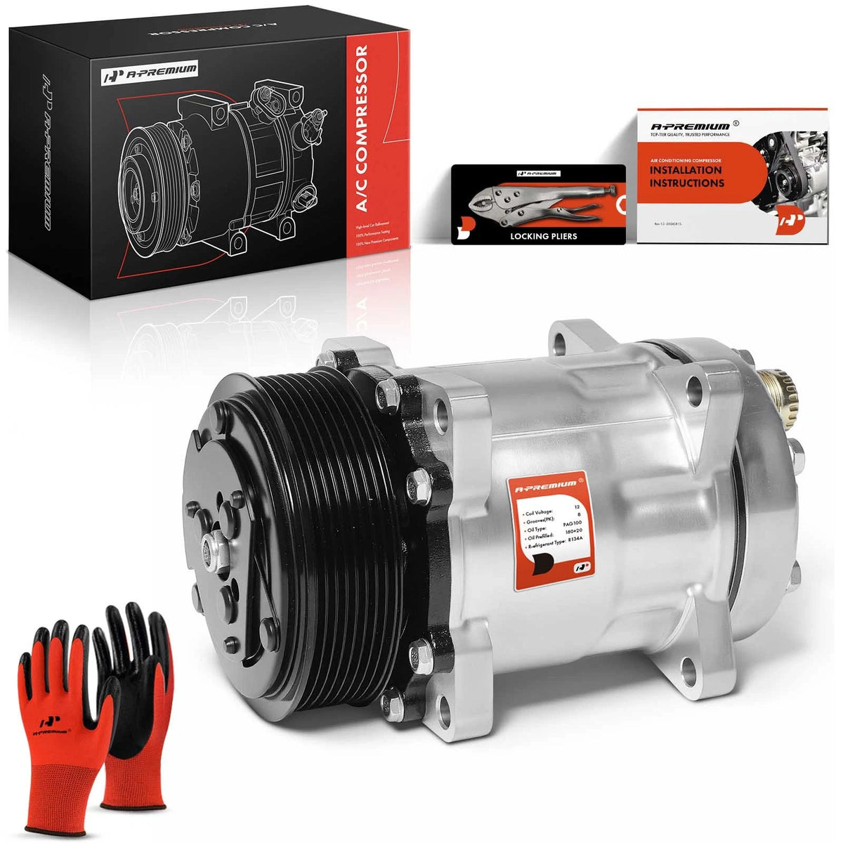 A/C Compressor with Clutch for Freightliner FL50 FC70 FS65 MB60 MB70 (4379RD5112470, A2247692000, ABPN83304823, RDHRD5102620P, 58703)