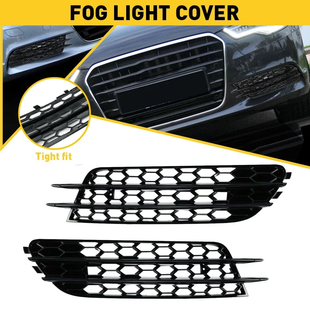 Pair Fog Light Lamp Cover Grille for Audi A6 C7 (2012–2015)