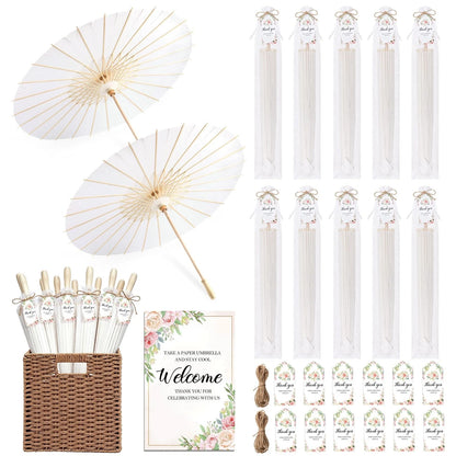 Set of 12 White Paper Parasols for Wedding (Chinese Japanese)