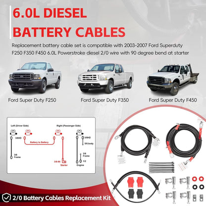 Battery Cable Kit 4437-90 for Ford Superduty F250 F350 F450 (2003–2007)