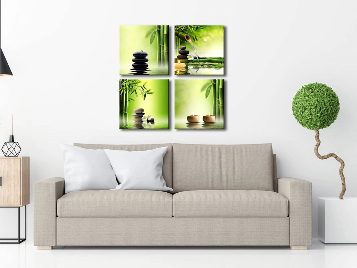Set of 4 Zen Canvas Prints for Modern Decor (No Part Numbers)