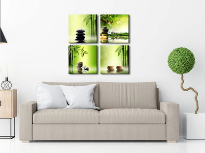 Set of 4 Zen Canvas Prints for Modern Decor (No Part Numbers)