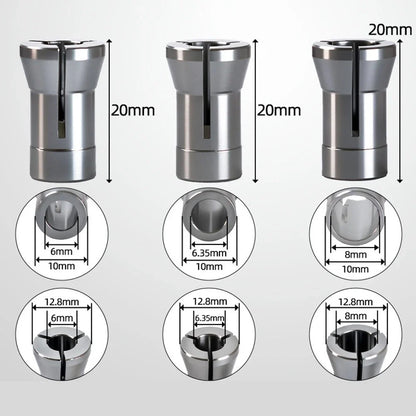 6pcs Collet Chuck Adapters for Router Trimmer (6mm/6.35mm/8mm)