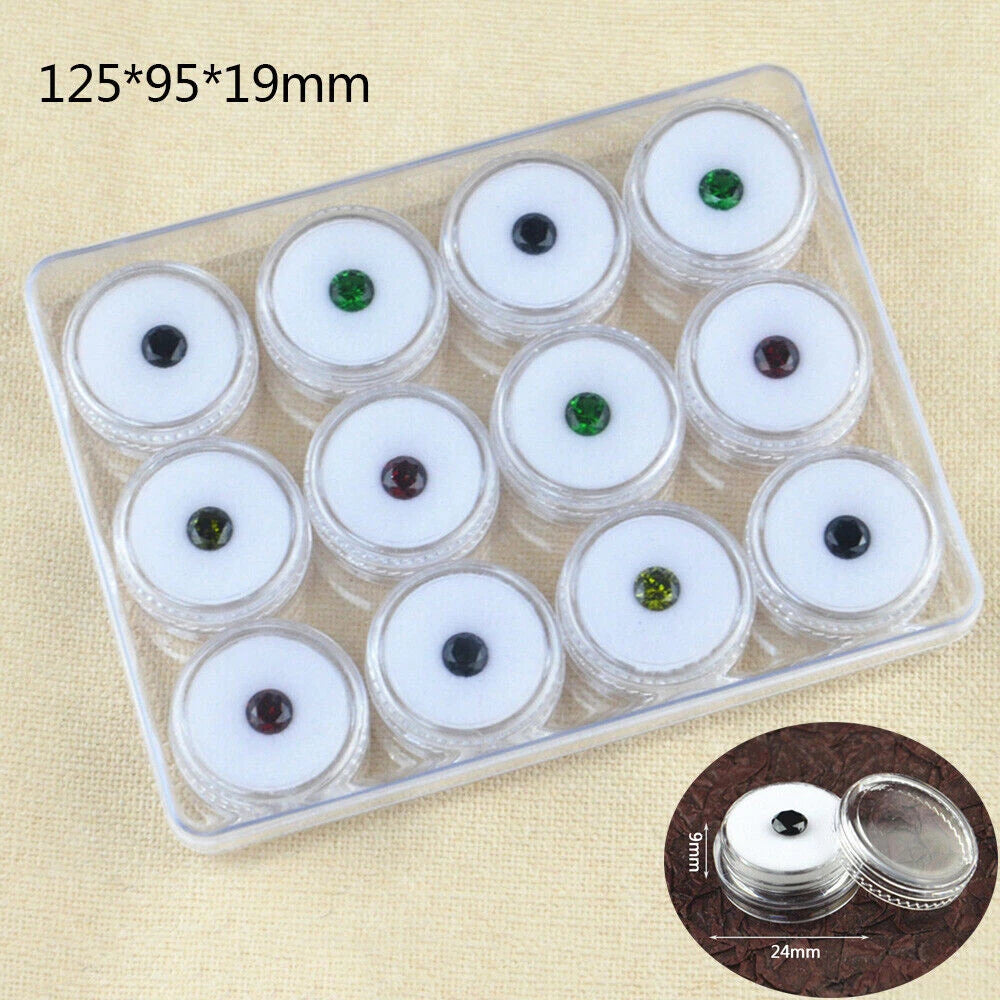 24PC Plastic Capsule Storage Box for Jewelry Gem Beads Display Case