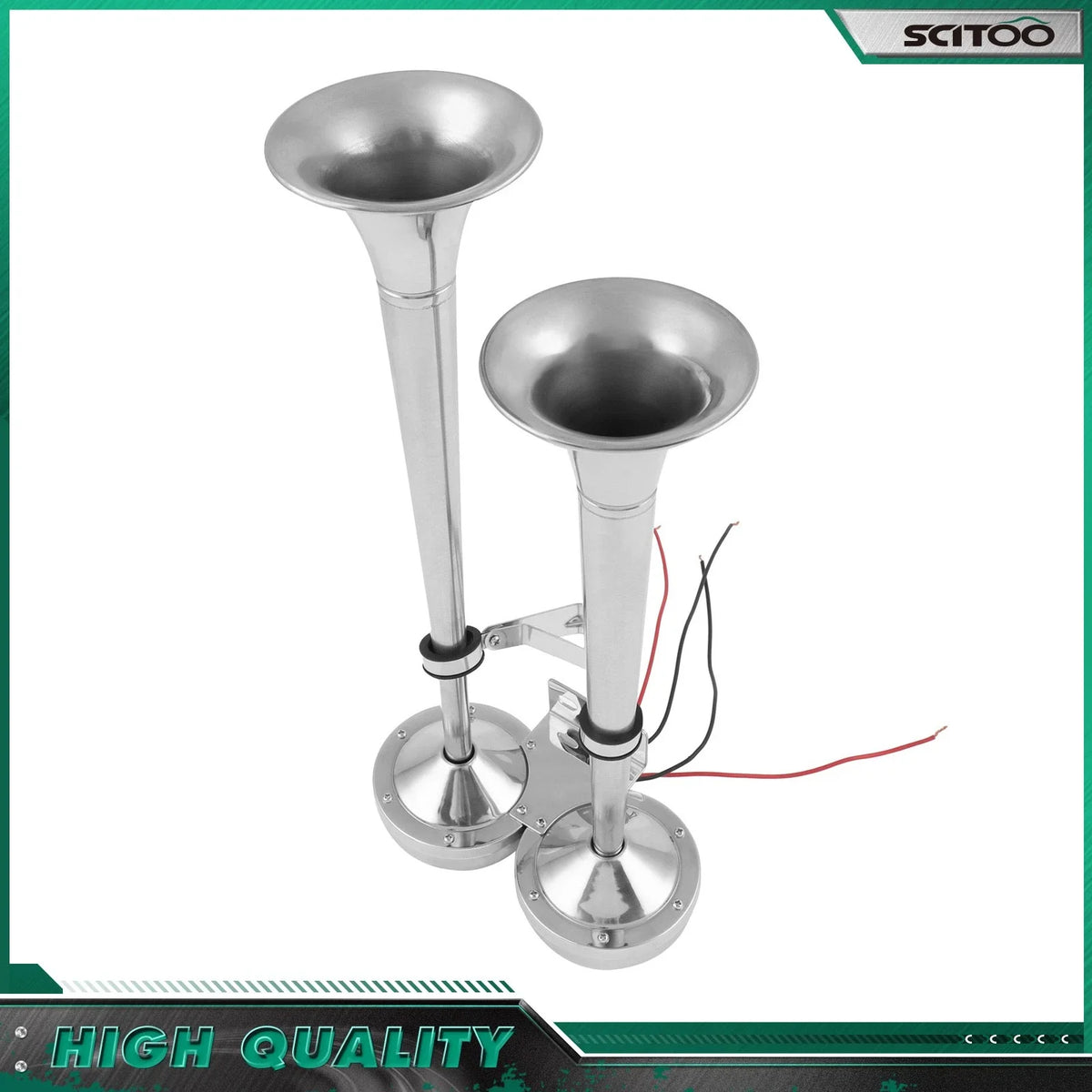 2 Trumpet Electric Horn for Marine Applications (Stainless Steel)