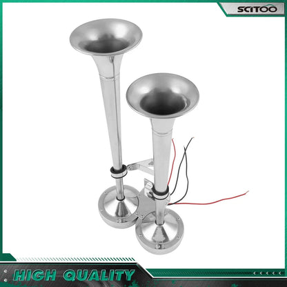 2 Trumpet Electric Horn for Marine Applications (Stainless Steel)