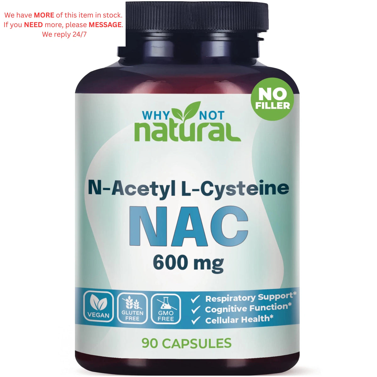 N-Acetyl Cysteine 600 mg Capsules for Supplement (90 Count)