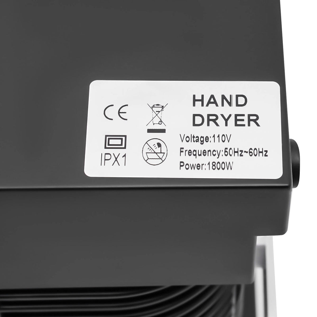 1800W Electric Hand Dryer for Commercial Use (Hot/Cold Air)