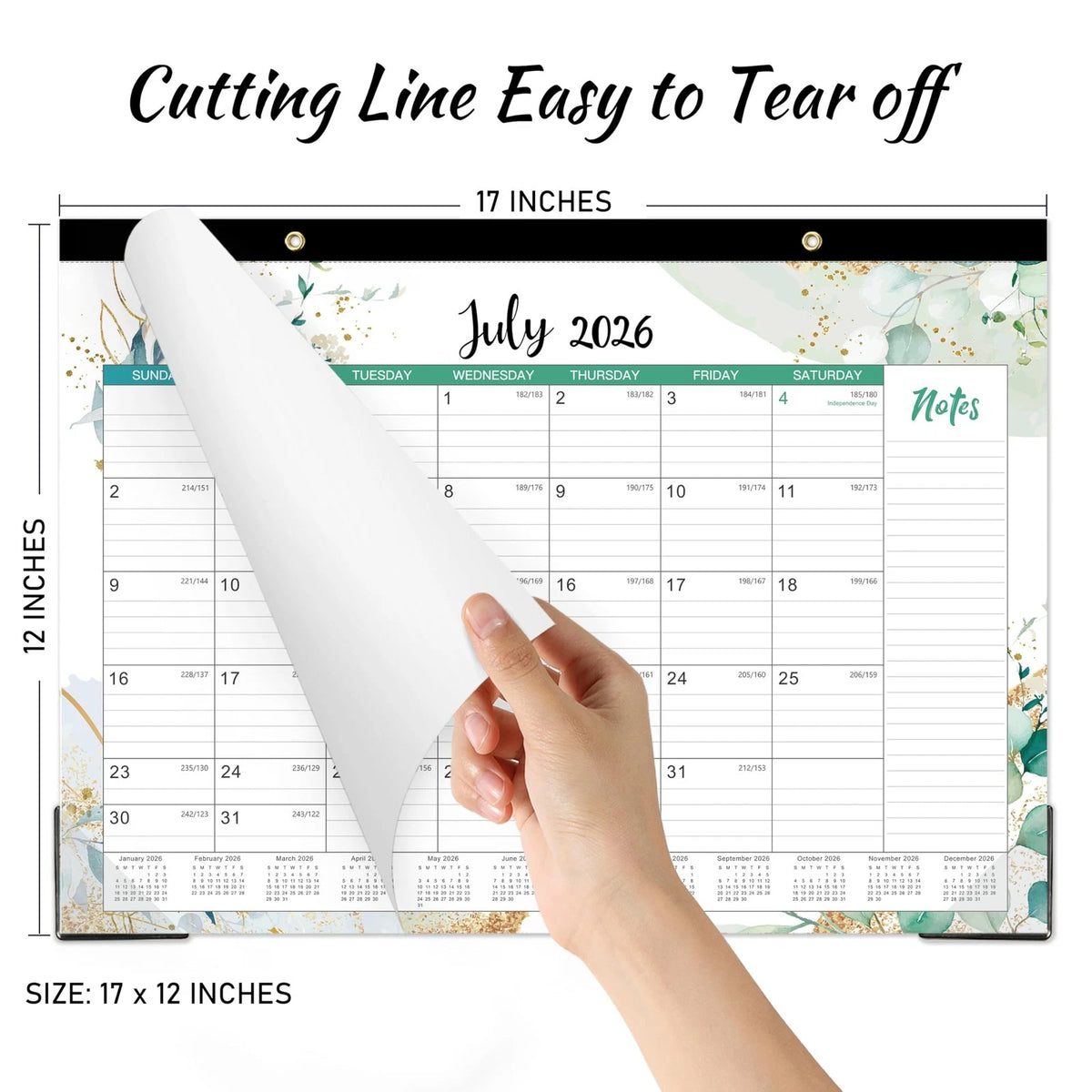 Desk Calendar for 2026-2027 (14.8" x 11.6", White)