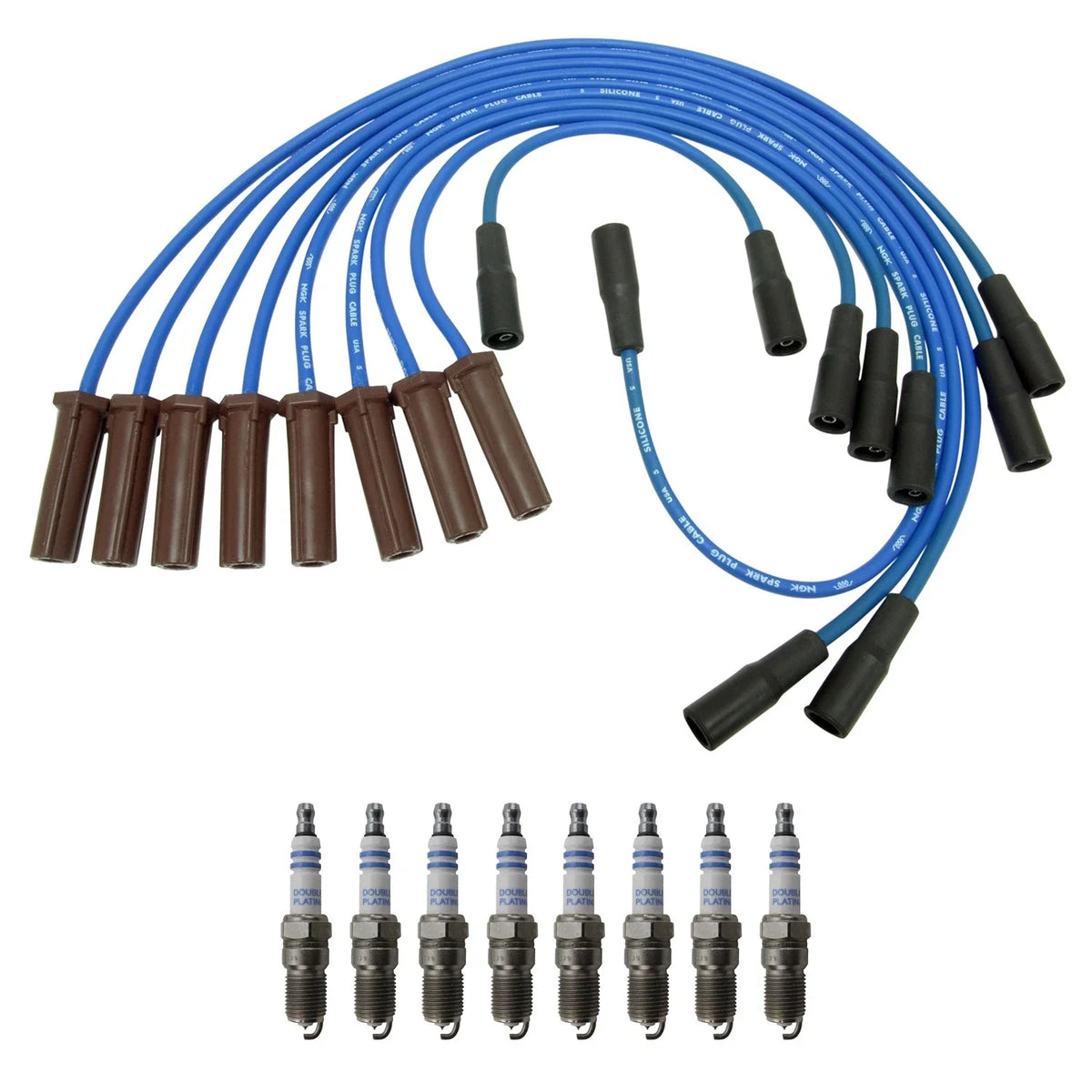 NGK Wire Set & Bosch 8 Double Platinum Spark Plugs for C2500 C3500 P30 (1990–2002)