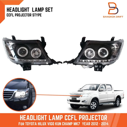 CCFL Projector Headlights Angel Eyes Black for Toyota Hilux SR5 (2011-2014)