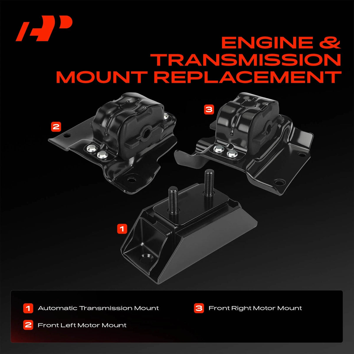 3X Front Engine Motor & Trans. Mount for Ford F150 (1997–2004) F65A6B032AE, F6JA6038HB, F65Z6068BC
