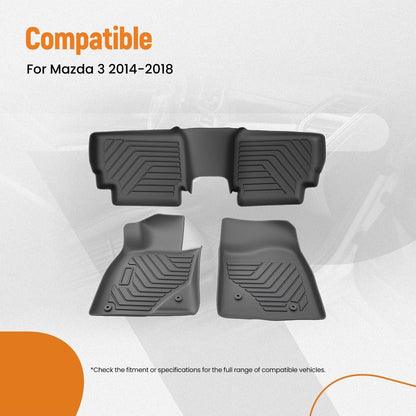 Set of 4 TPE Carpet Floor Mats for Mazda 3 (2014–2018) Black