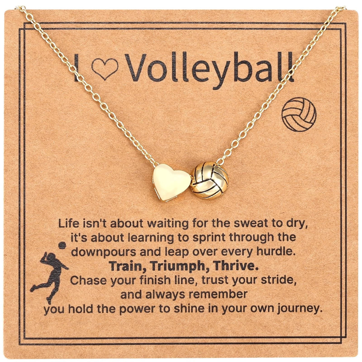 Volleyball Necklace for Stylish Gold Heart Design (No Part Numbers)