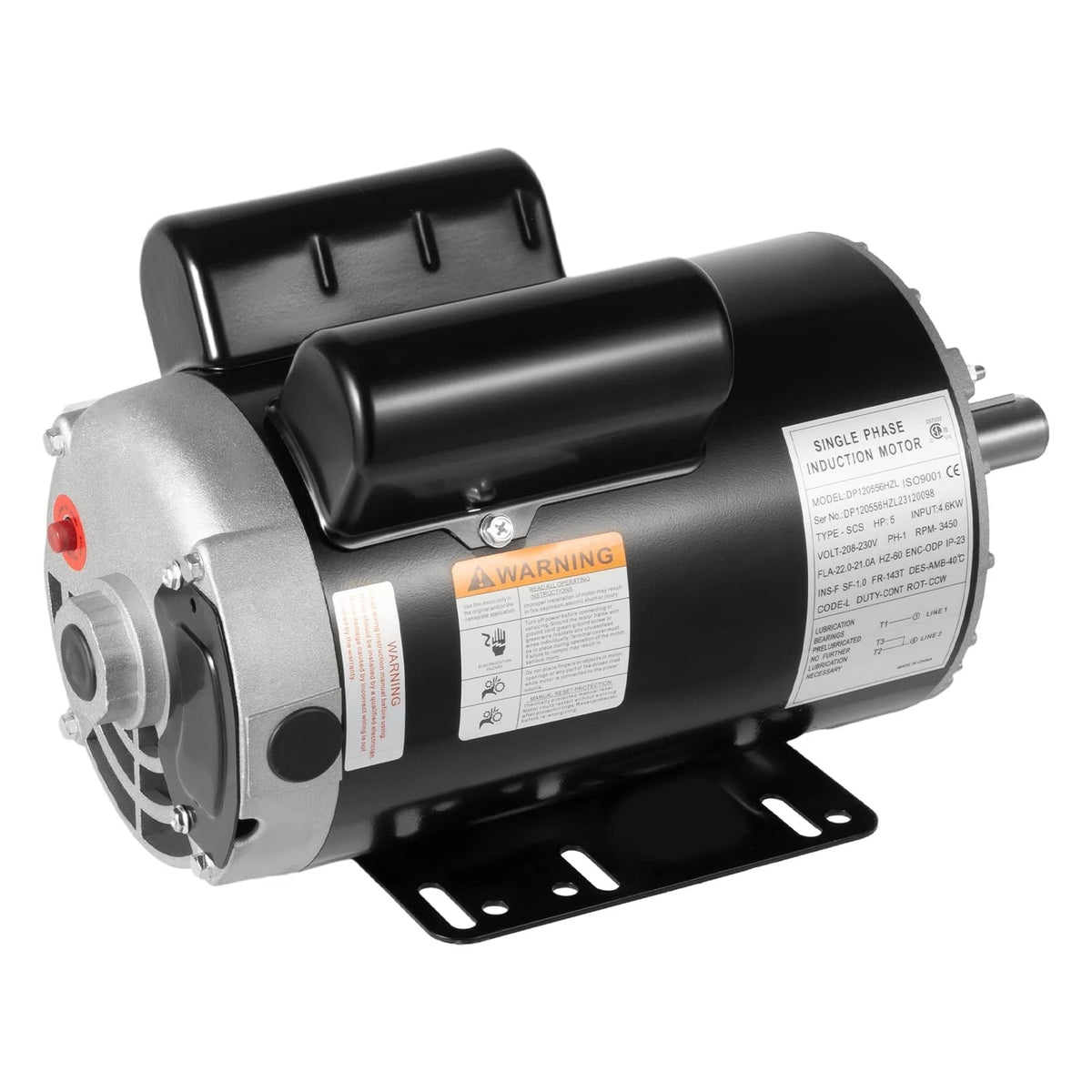 7/8" Electric Air Compressor Duty Motor for (60Hz, 3450 RPM)
