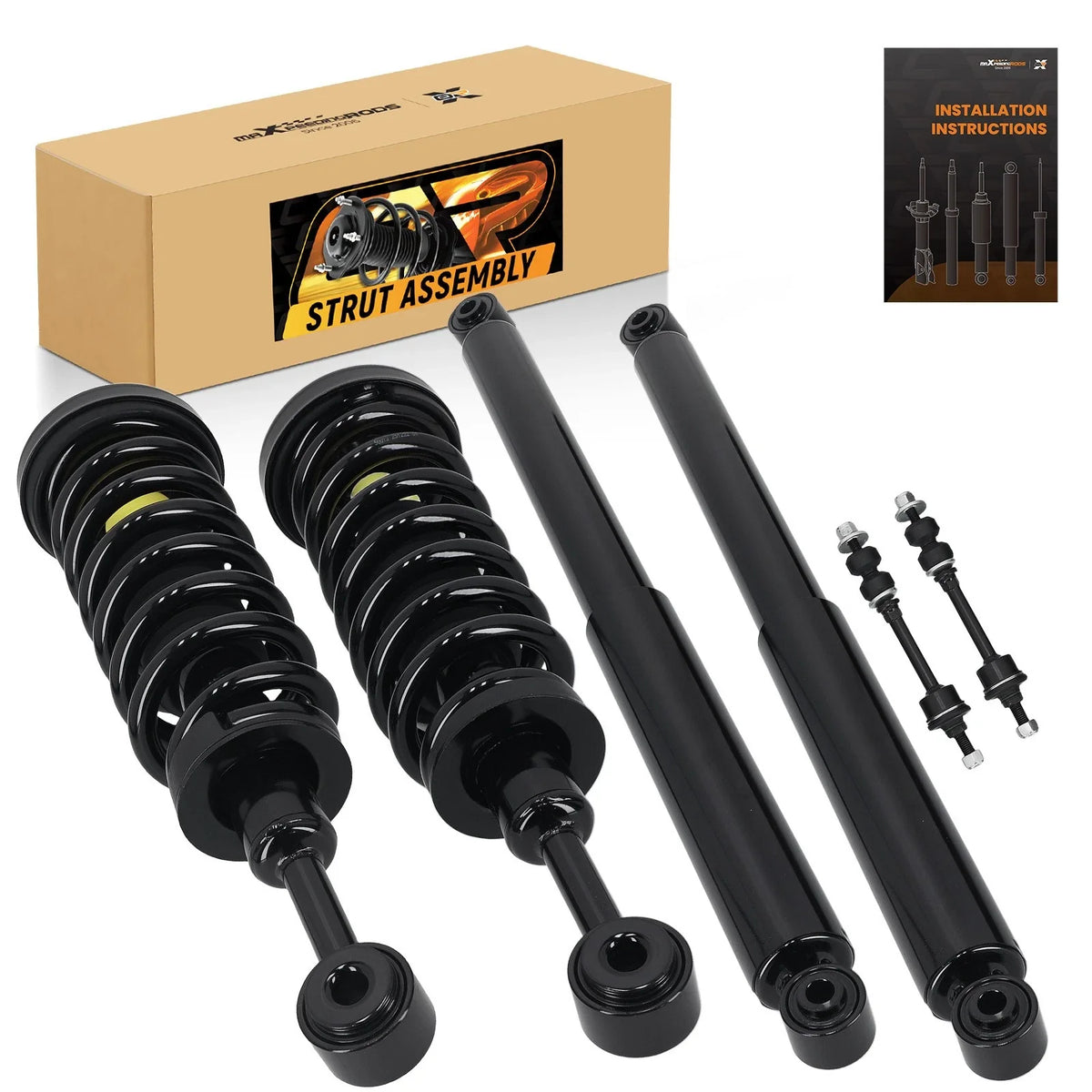 Front Rear Struts w/Coil Spring Sway Bar Links for Ford F-150 (2005–2008) 4WD