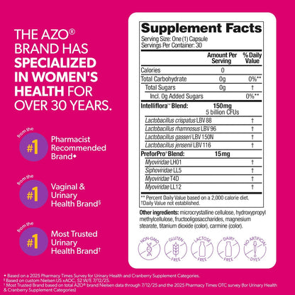 AZO Dual Protection for Urinary + Vaginal Support (30 Count)