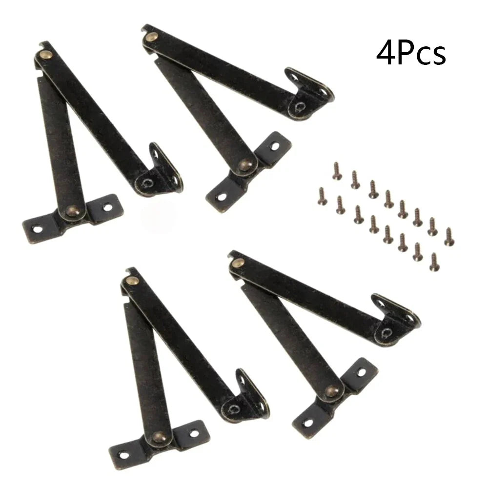 Set of 4 Antique Lid Display Hinges for Jewelry Chest Wine Box