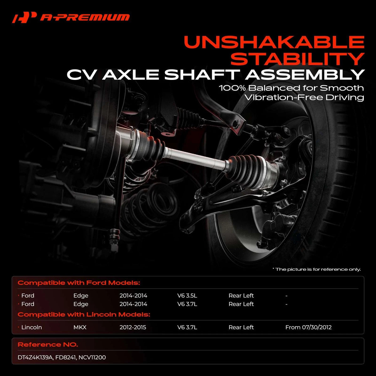 A-Premium Rear Left CV Axle Assembly for Ford Edge (2014) Lincoln MKX (2012–2015) DT4Z4K139A, NCV11200