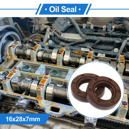 Set of 2 Oil Seal Rotary Shaft Seal FKM Rubber 16x28x7mm