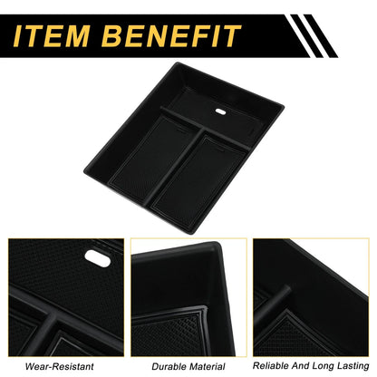 Center Console Armrest Organizer Tray for Mercedes Benz EQS EQE (2022–2024) Black