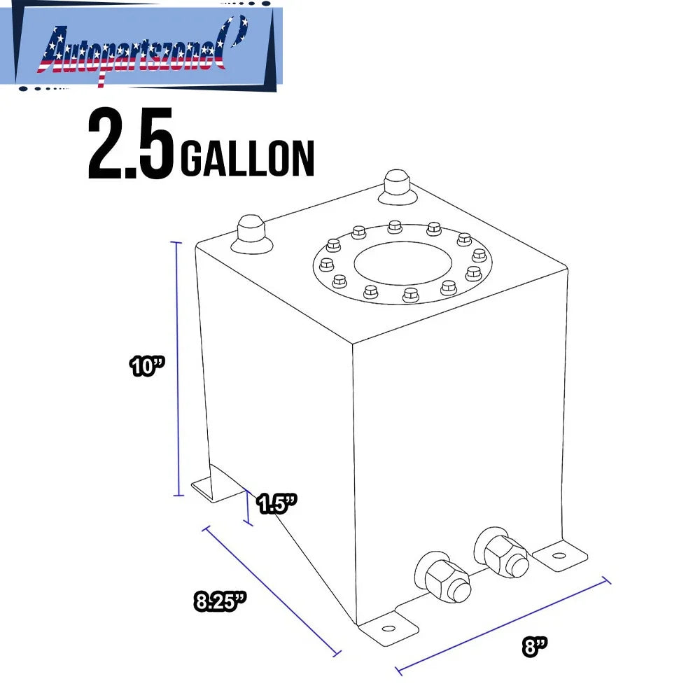 2.5 Gallon Aluminum Racing Fuel Tank for Drift Cars with Level Sender