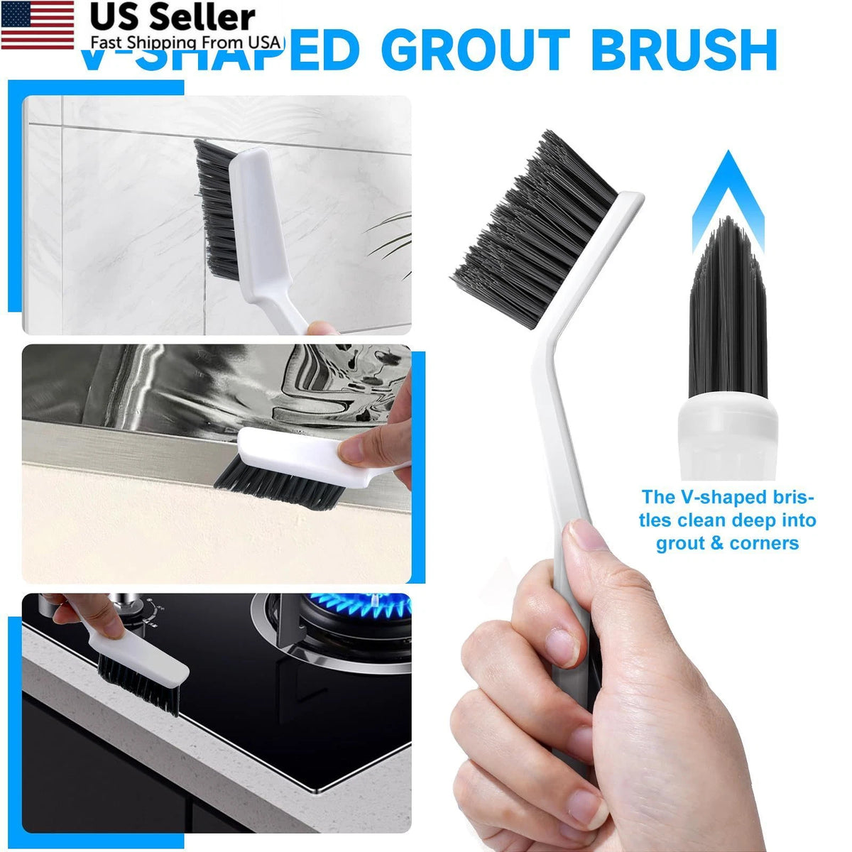 14Pcs V Shape Grout Cleaner Set for Deep Cleaning