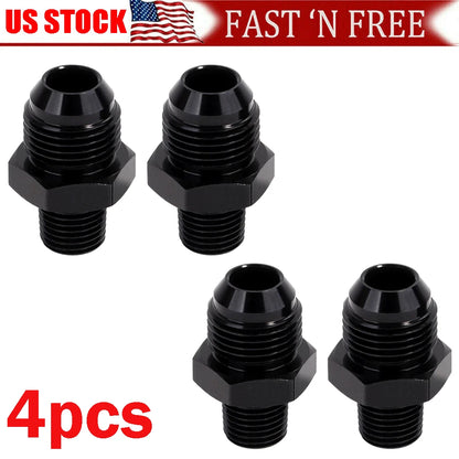 Set of 4 Black 10AN to 1/2 NPT Adapter Straight Pipe Thread Fittings