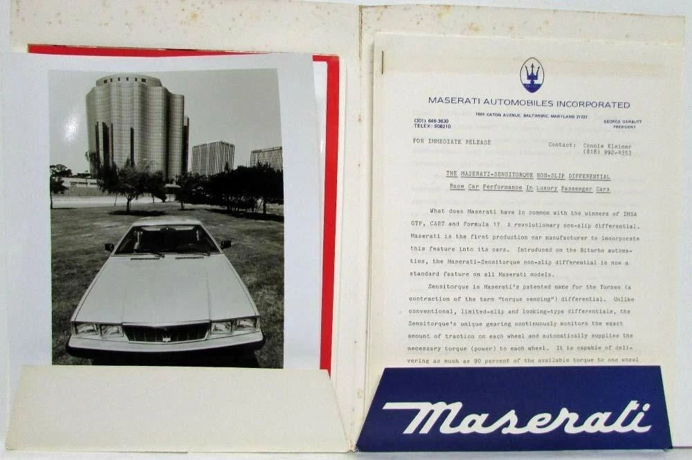 Maserati Biturbo Quattroporte Press Kit (1986)