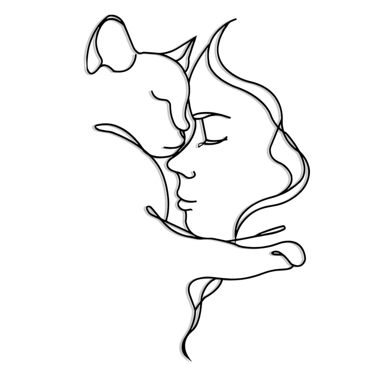 Metal Art Wall Decor for Home Decor (Elegant Woman and Cat Design)