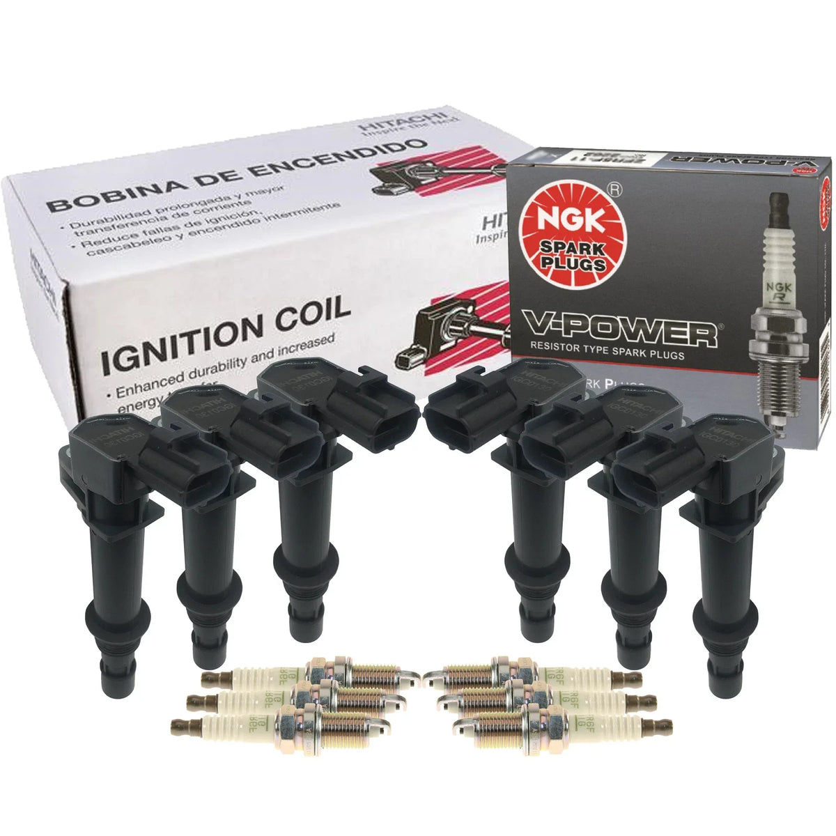 Set of 6 Ignition Coils & 6 NGK V-Power Spark Plugs for Dodge Jeep 3.7 V6 (2002–2010)