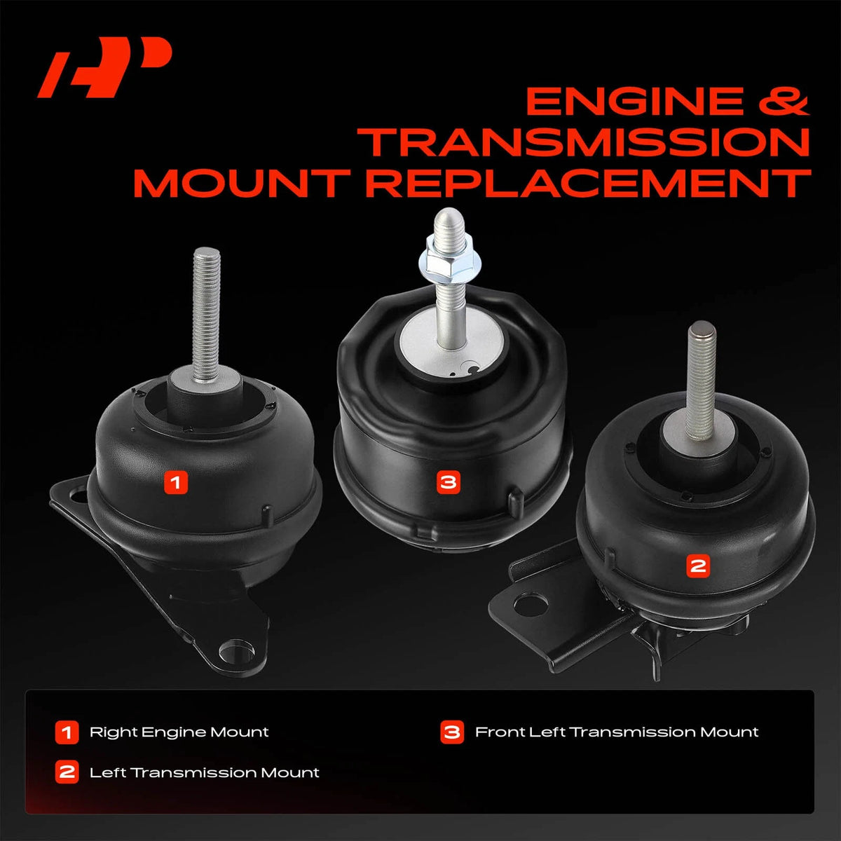 3X Engine & Transmission Mount for Buick LeSabre (2000–2005) - 22188670, 25661930, 25681326, 25687968, 25689177, 25691731