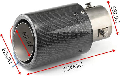 2X LED Muffler Tip Tail Pipe Carbon Fiber Curved Universal