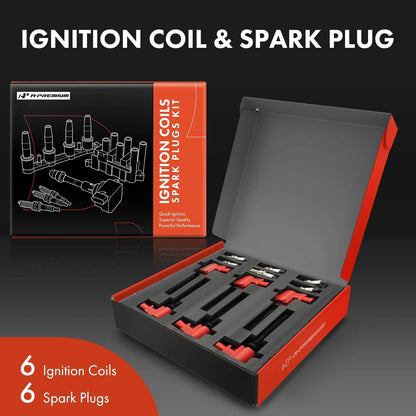 Set of 6 Ignition Coils & 6 Iridium Spark Plugs for Mercedes-Benz W203/W204 (2000–2010)