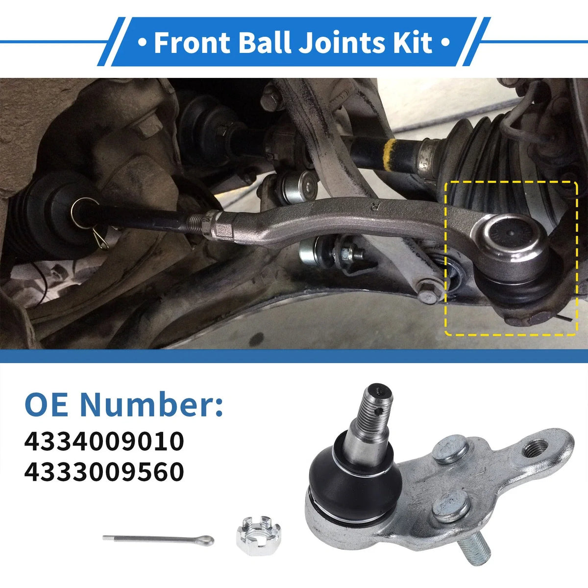 2X Front Lower Ball Joints for Toyota Camry (2001–2006) No. 4334009010/4333009560