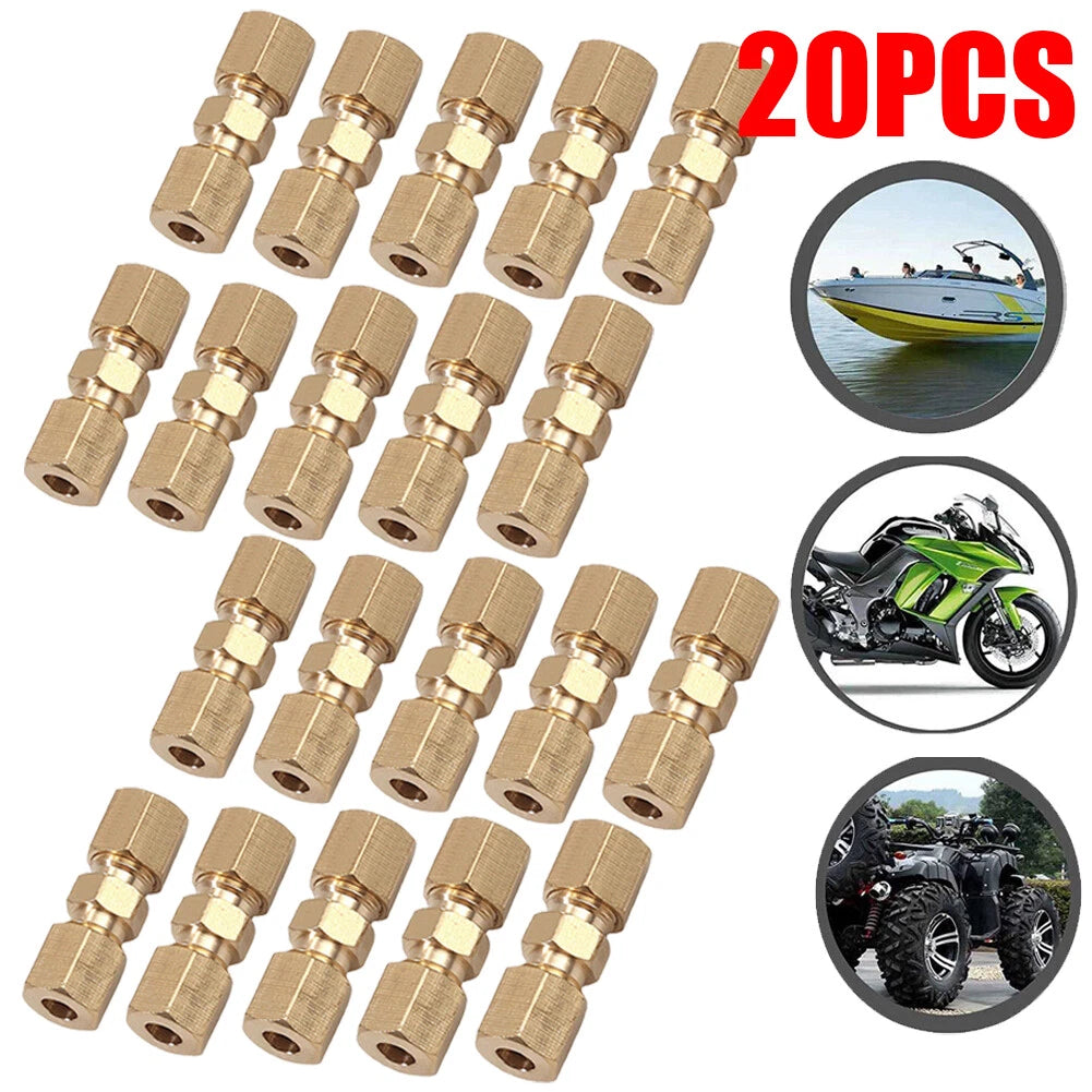 20PC Brass Compression Fittings for Hydraulic Brake Lines 3/16" OD