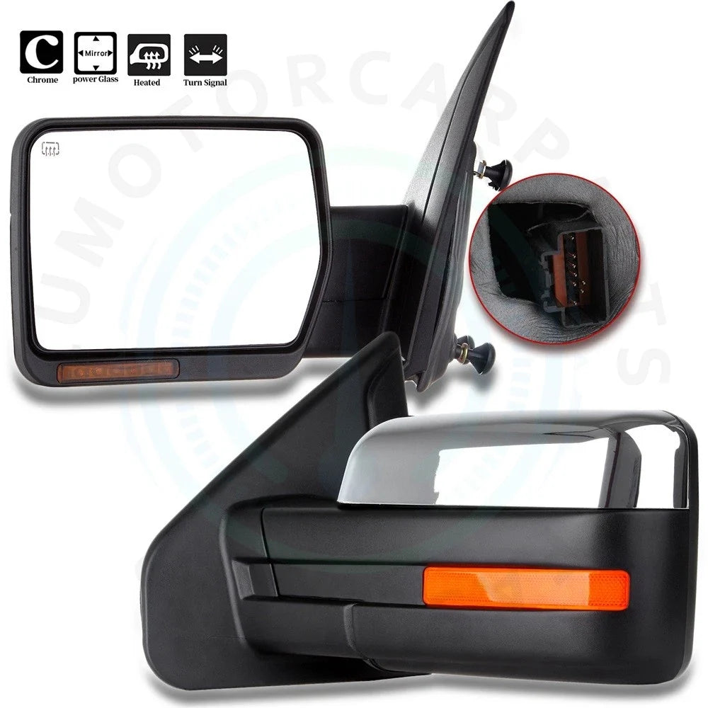 Set of 2 Front Heated Puddle Signal Tow Mirrors for Ford F-150 (2004–2014)