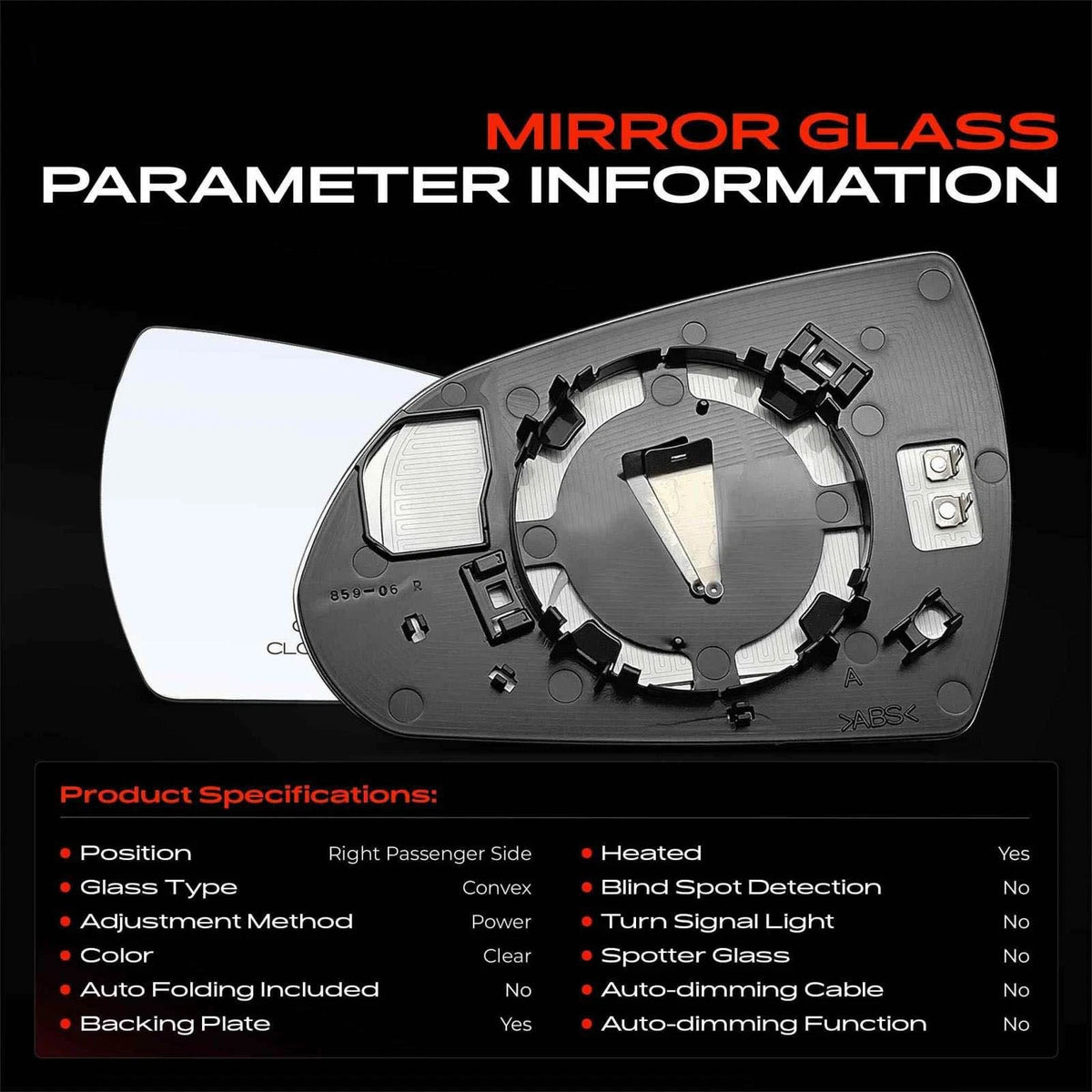 Heated Power Mirror Glass for Hyundai Elantra (2017–2018) 87621F3000, HY1325103