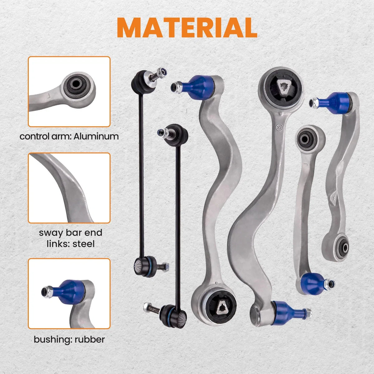 Front Lower Rearward Control Arms for BMW 530i 535i 545i 550i M5 (2004–2010)