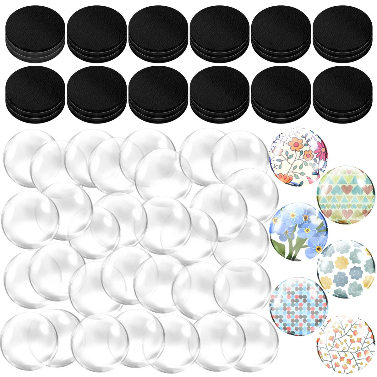 72 Pieces Round 1 Inch Glass Magnets for Crafts and Fridge Decor