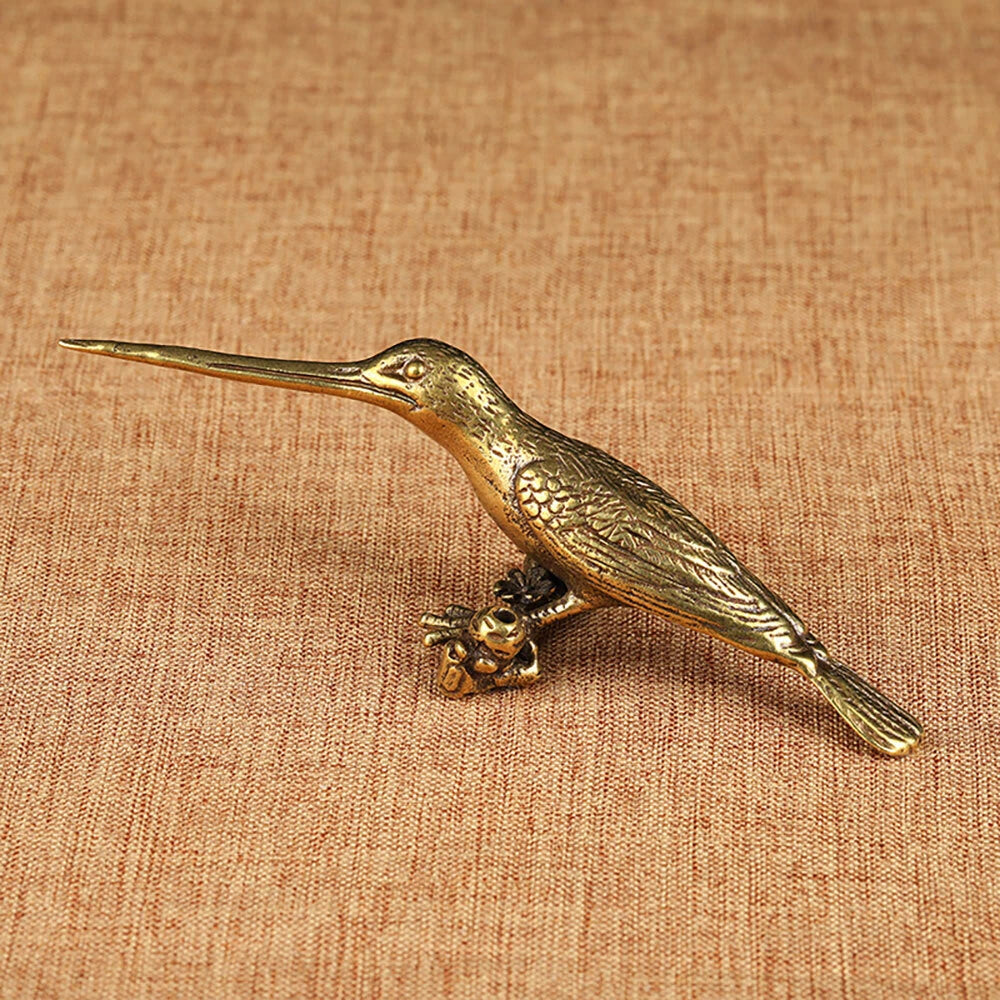 Small Solid Brass Bird Figurines Hummingbird Antique Statue Decor