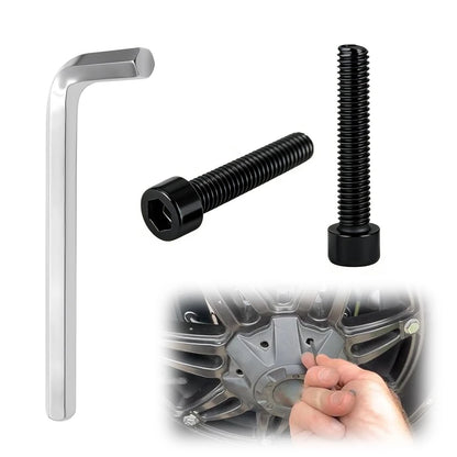 2 Pack Fuel Wheel Center Cap Screws with Adapter 1/4-20 UNC, Black