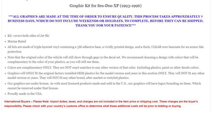 Graphics Kit Decal Sticker for Sea-Doo XP (1993–1996)
