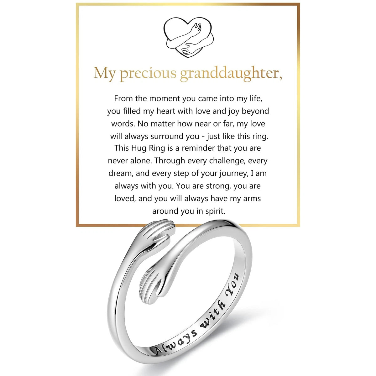Adjustable Hug Ring for Granddaughter - S925 Sterling Silver