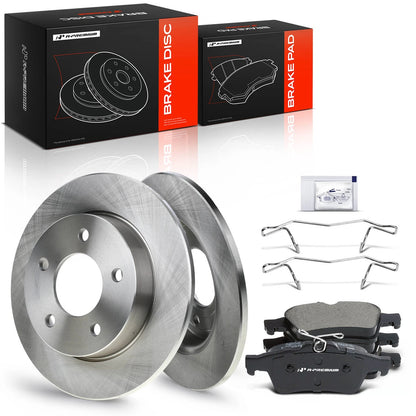 Set of 2 Rear Disc Brake Rotors & Ceramic Pads for Mazda 3 (2005–2013) PRT5619, 980285, 980285R