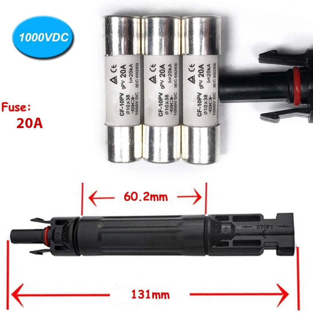 Set of 10 Solar Panel Cable Connectors 30A In-Line Fuse Holders