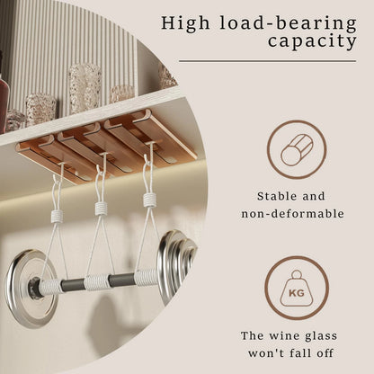 2X Under Cabinet Wine Glass Holder - No Drilling Installation