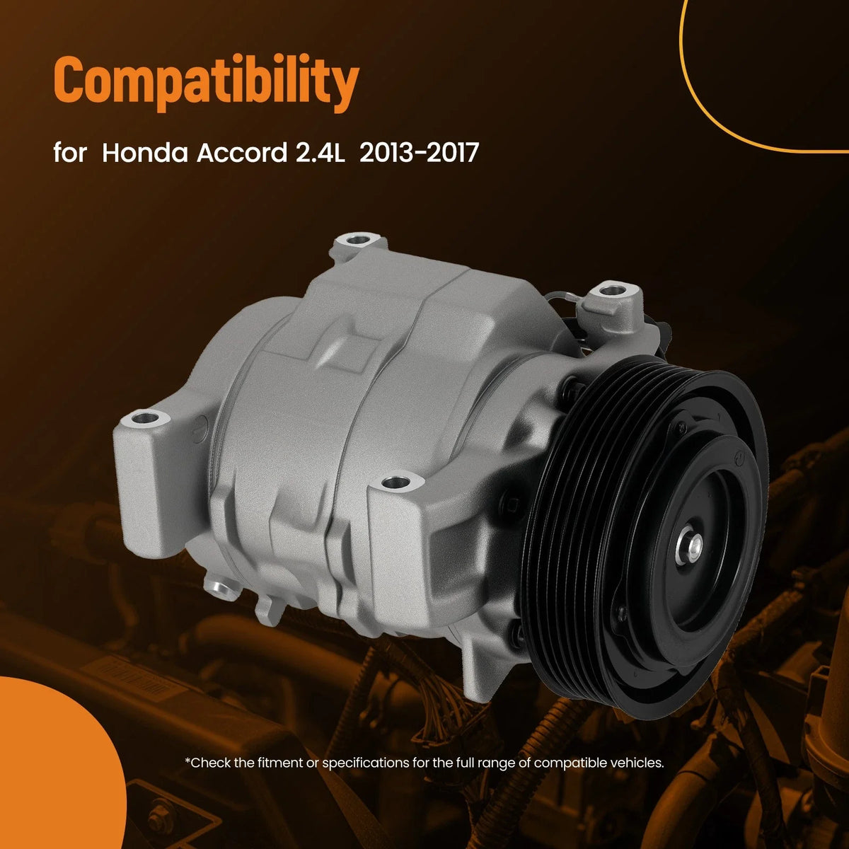 AC Compressor w/ Clutch for Honda Accord 2.4L (2013–2017) 197303 198303 14-1230