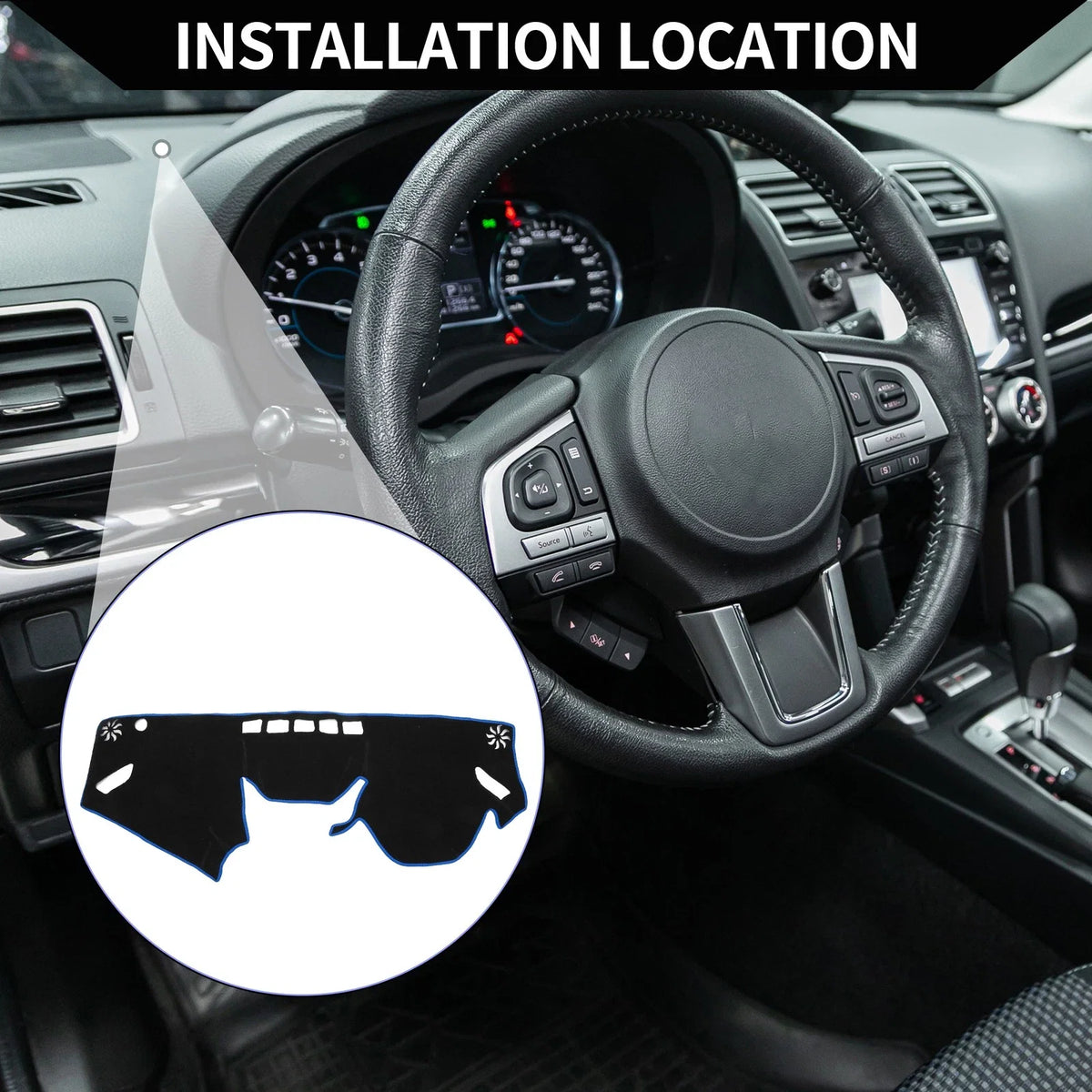 Set of 1 Dashboard Dash Cover Mat for Subaru Forester (2018–2024) Black Blue