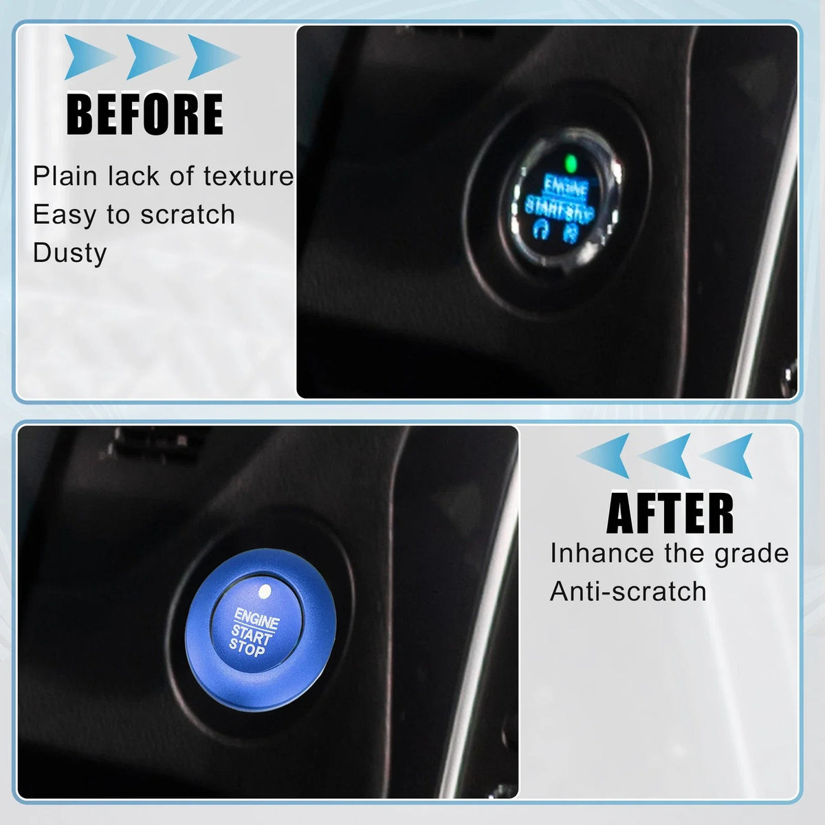 Engine Start Stop Button Cover Kit for Ford Explorer Hybrid (2020–2023) - Blue 723115121216